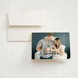 "Just The Facts" - Birth Announcement Thank You Cards in Volcano by Owl and Toad - Front