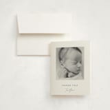 "Dashing" - Birth Announcement Thank You Cards in Vanilla by Olivia Raufman - Front