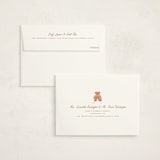 "Teddy Bear Stripes" - Birth Announcement Thank You Cards in Pinky by Erin German - FREE Recipient Addressing