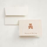 "Teddy Bear Stripes" - Birth Announcement Thank You Cards in Pinky by Erin German - Front