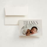 "Round" - Birth Announcement Thank You Cards in Cream by Brianne Larsen - Front