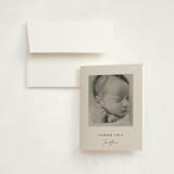 "Dashing" - Birth Announcement Thank You Cards in Vanilla by Olivia Raufman - Front
