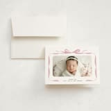 "Bow" - Birth Announcement Thank You Cards in Poppy by Olivia Kanaley Inman - Front