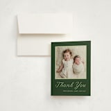 "cotillion" - Birth Announcement Thank You Cards in Evergreen by Megan Davis - Front