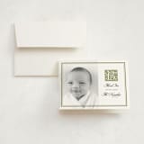 "Gothic" - Birth Announcement Thank You Cards in Basil by Heather Schertzer - Front