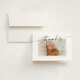 "Signature Name" - Birth Announcement Thank You Cards in Coal by Meggy Masters - Front