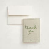 "Stitched Together" - Birth Announcement Thank You Cards in Mint by Ashley Langlais - Front