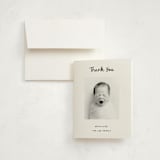 "Cursive" - Birth Announcement Thank You Cards in Snow by AK Graphics - Front