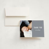 "Distinguished" - Birth Announcement Thank You Cards in Graphite by Sara Hicks Malone - Front