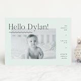 "Wavy Hello" - Birth Announcements in Moss by Pixel and Hank - Front