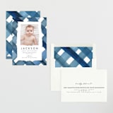 "Painted Plaid" - Birth Announcements in Denim by Erica Krystek - Assembled