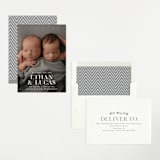 "Double Take" - Birth Announcements in Baby Powder by Hooray Creative - Assembled