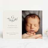 "Laurel Crest" - Birth Announcements in Muslin by Jessica Williams - Front