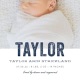 "Statement" - Birth Announcements in Marine by Sara Hicks Malone - Close-Up