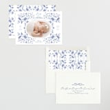 "Daisy Toile" - Birth Announcements in Bluebird by Susan Zinader - Assembled