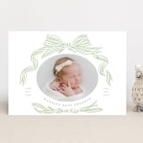 "Ribbon Bow Frame" - Birth Announcements in Mint by Stephanie Hawkes - Front
