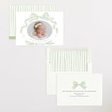 "Ribbon Bow Frame" - Birth Announcements in Mint by Stephanie Hawkes - Assembled