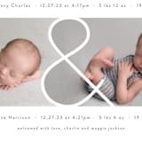 "Twin & Twin" - Birth Announcements in Snow by Lauren Chism - Close-Up