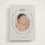 "bows and stripes" - Birth Announcements in Lagoon by Lori Wemple - Front