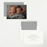 "Double Take" - Birth Announcements in Baby Powder by Hooray Creative - Assembled