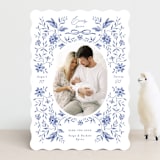 "Daisy Toile" - Birth Announcements in Bluebird by Susan Zinader - Front