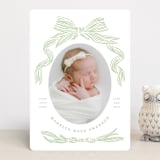 "Ribbon Bow Frame" - Birth Announcements in Mint by Stephanie Hawkes - Front