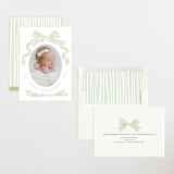 "Ribbon Bow Frame" - Birth Announcements in Mint by Stephanie Hawkes - Assembled