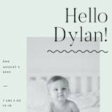 "Wavy Hello" - Birth Announcements in Moss by Pixel and Hank - Detail