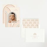 "Mod Rainbow Arch" - Birth Announcements in Taupe by Ashley Iwafuchi - Assembled