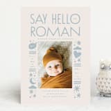 "Quirky Hello" - Birth Announcements in Powder Blue by Alethea and Ruth - Front