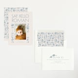 "Quirky Hello" - Birth Announcements in Powder Blue by Alethea and Ruth - Assembled