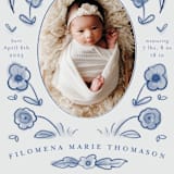 "Painted Flowers" - Birth Announcements in Delft Blue by Ani Somi - Detail