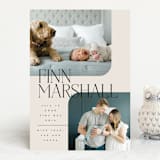"Happy Overlay" - Birth Announcements in Linen by Kelly Schmidt - Front