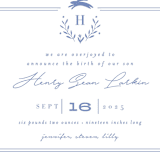 "Classic Baby Monogram" - Birth Announcements in Cobalt Blue by Susan Brown - Detail
