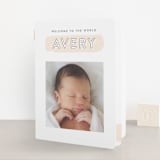 "The Trio" - Birth Announcement Booklette™ Cards in Soft Peach by Hooray Creative - Front