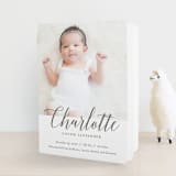 "Big Script" - Birth Announcement Booklette™ Cards in Smoke by Genna Blackburn - Front