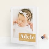 "Magazine Block" - Birth Announcement Booklette™ Cards in Marigold by Maria Hilas-Louie - Front