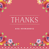 "Botanical Banner Notecard (Thanks)" - Personalized Stationery in Magenta by Amber Barkley - Close-Up