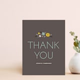 "Simply Floral Thank You Card" - Personalized Stationery in Charcoal by Amber Barkley - Front