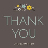 "Simply Floral Thank You Card" - Personalized Stationery in Charcoal by Amber Barkley - Close-Up