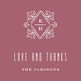 "Diamond Monogram Thank You Card" - Personalized Stationery in Rose by Amber Barkley - Close-Up