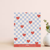 "Checkered Hearts Note Card" - Personalized Stationery in Cherry by Amber Barkley - Back of Card