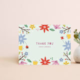 "Woodland Floral Thank You Card" - Personalized Stationery in Sky by Amber Barkley - Front