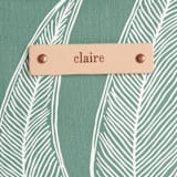 "Sketched Willow" - Carry-All Slouch Tote in Moss by Katharine Watson - Tag Detail