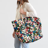 "garden club" - Carry-All Slouch Tote in Roses by Angela Marzuki - On Model