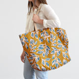 "Wandering" - Carry-All Slouch Tote in Mustard by Alicia Schultz - On Model