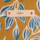 "Wandering" - Carry-All Slouch Tote in Mustard by Alicia Schultz - Tag Detail