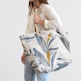 "Casual style" - Carry-All Slouch Tote in Denim by Lucrecia Caporale - On Model