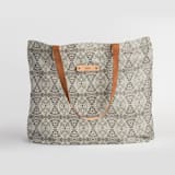 "zigzag" - Carry-All Slouch Tote in Mocha by Miranda Mol - Carry-All Slouch Tote