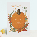 "Pumpkin Patch" - Children's Birthday Party Invitations in Pumpkin by Corie Page - Front
